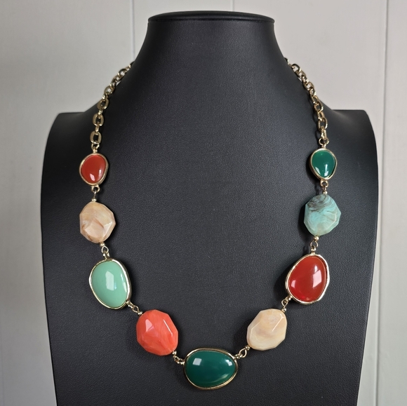 Colorful Chunky Gemstone Statement Necklace - Picture 1 of 3
